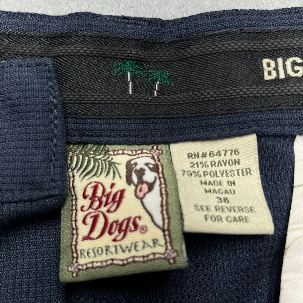 Big Dogs Resortwear Mens Navy Blue Pleated Shorts Size 38 Rayon Blend‎ Casual
